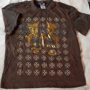 Youth Brown Tee with Gold Dragon Motif
